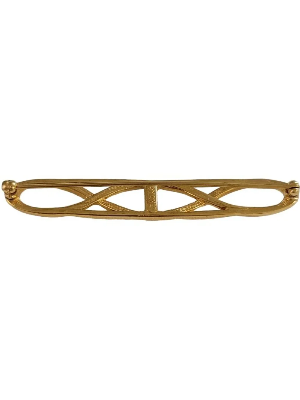 Monet Gold Tone Vintage Purple Baguette Braided Open Bar Pin Brooch, Signed K945
